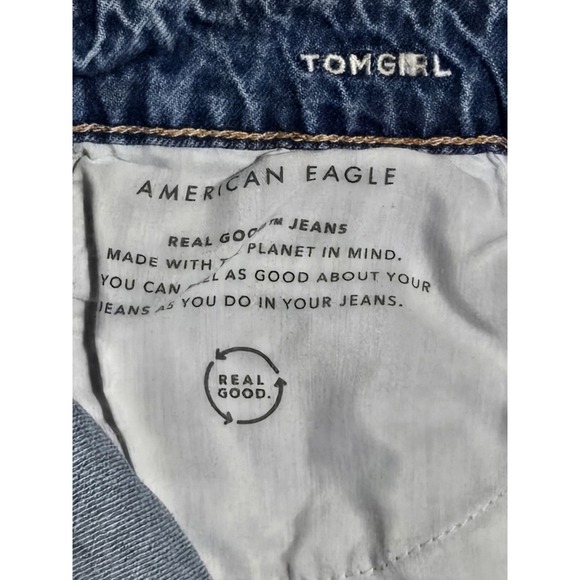 American Eagle Womens TomGirl Stretch Distressed Denim Jeans Button Fly Sz 6 - Picture 5 of 6